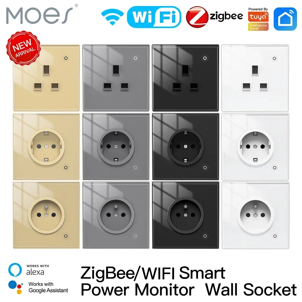 Smart Wall Socket - Moes ZigBee stopcontact WIFI Smart Glass