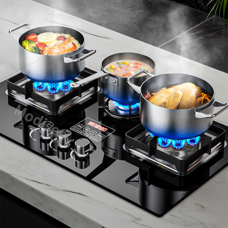 Smart Home Utensils - Ingebouwde gaskookplaat 3-branderkachel Dubbele brandstof LPG