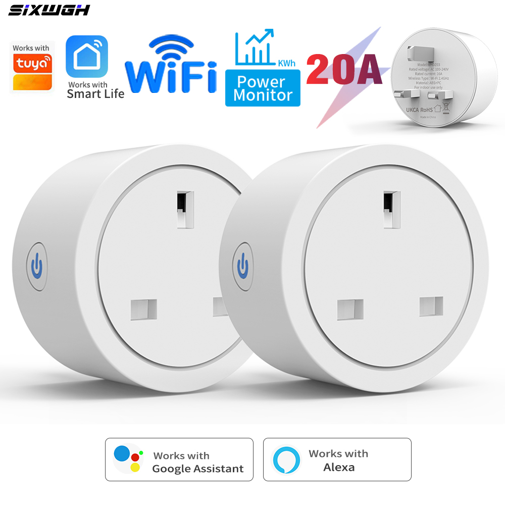 Smart Home Energy App - 20A Tuya WiFi Smart UK-stekker met