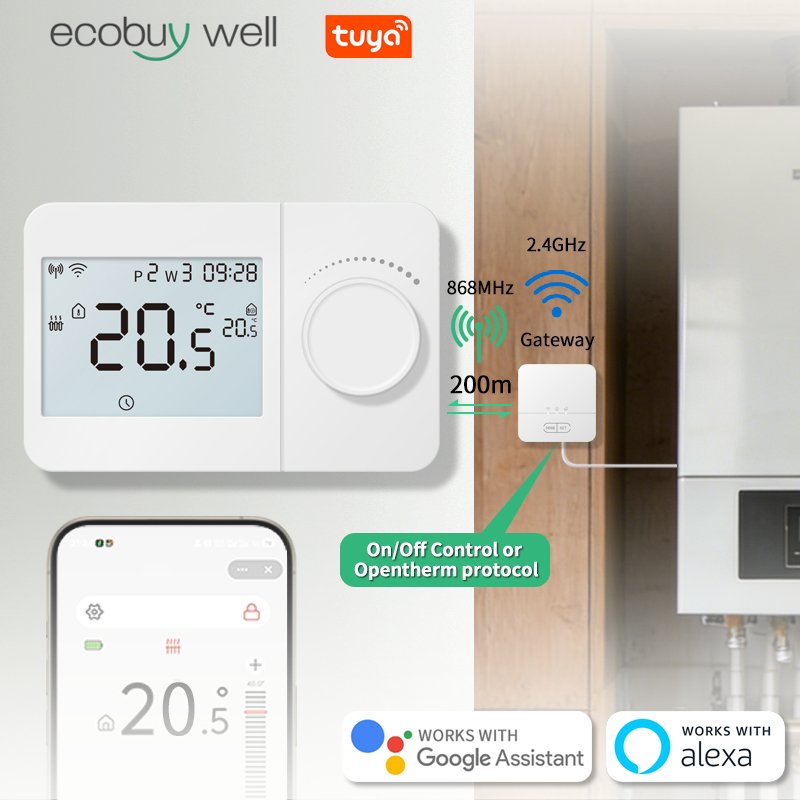 Smart Home Thermostat - Opentherm Wi-Fi verwarmingsthermostaat, draadloos, voor gasboiler,