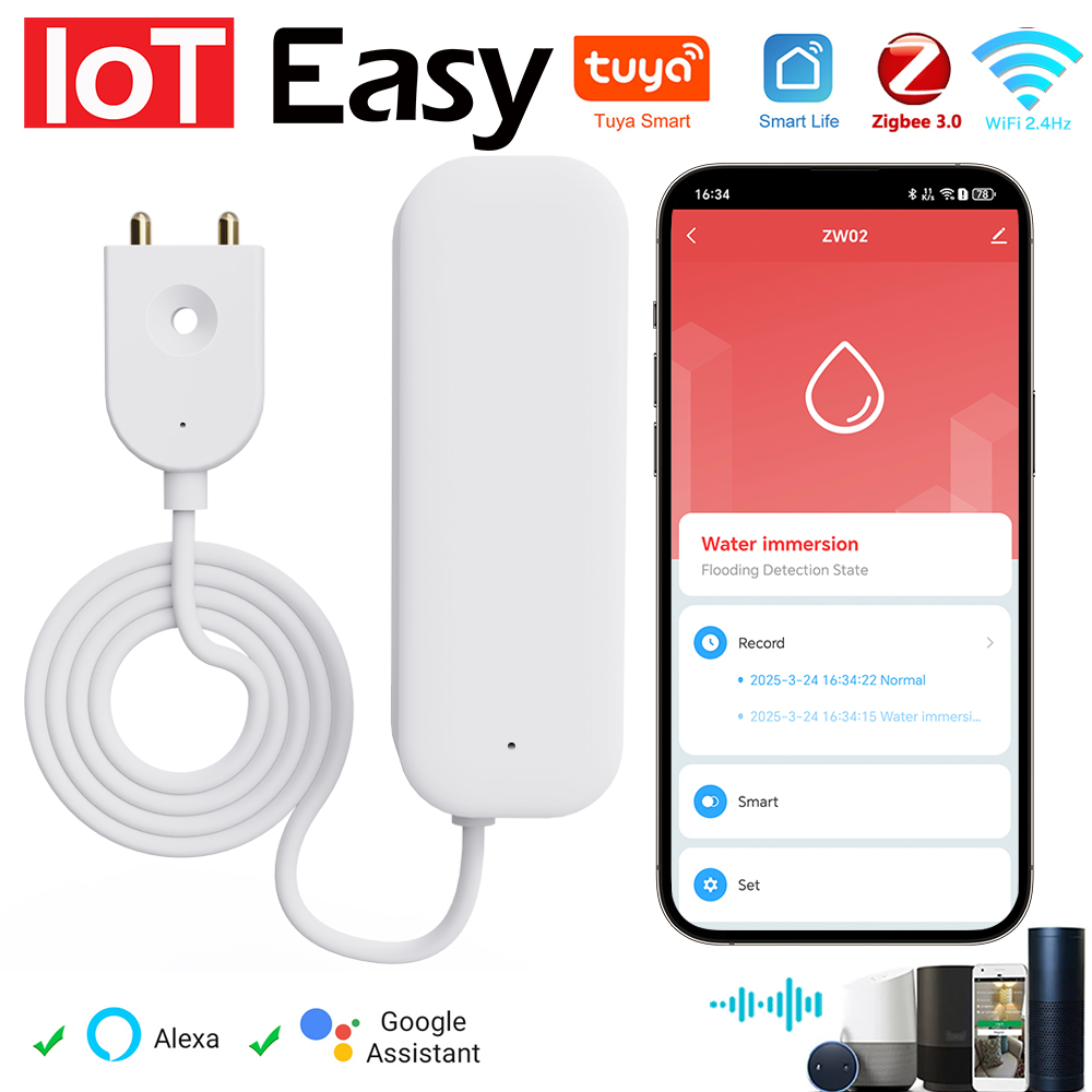 Smart Home Proxmox - Tuya WiFi ZigBee Watersensor Lekkage Alarm