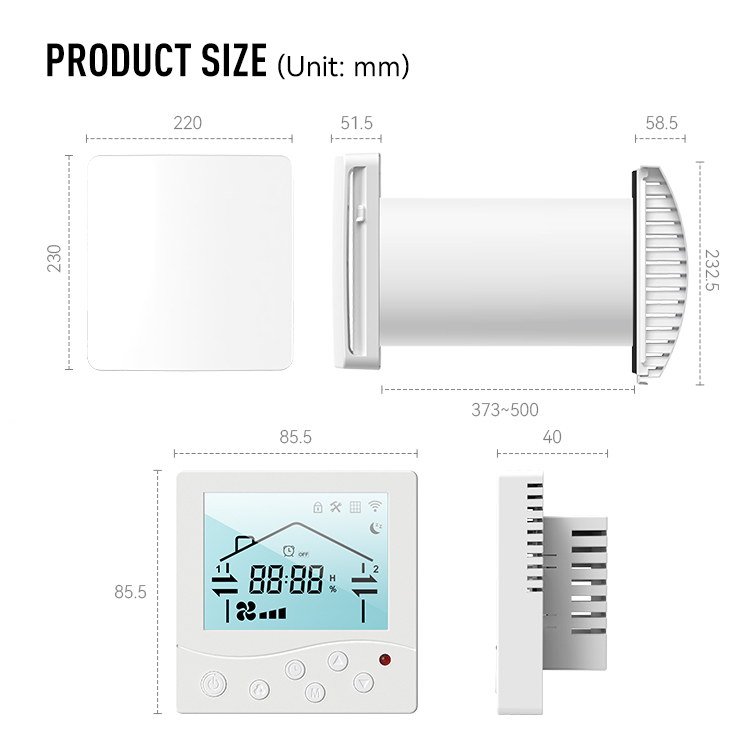 Smart Home Energy App - LCD Display Warmteterugwinventilator ERV-systeem, Tuya Smart