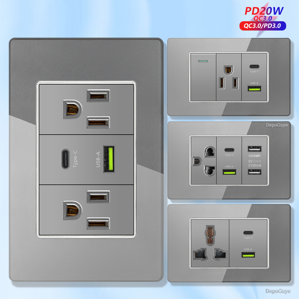 Grijze gehard glazen Amerikaan - Smart Wall Socket recensie en prijs